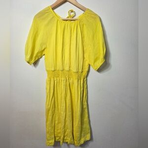 DRAPER JAMES RSVP Fit & Flare Dress Cottagecore Sun Linen Butter Yellow Size M